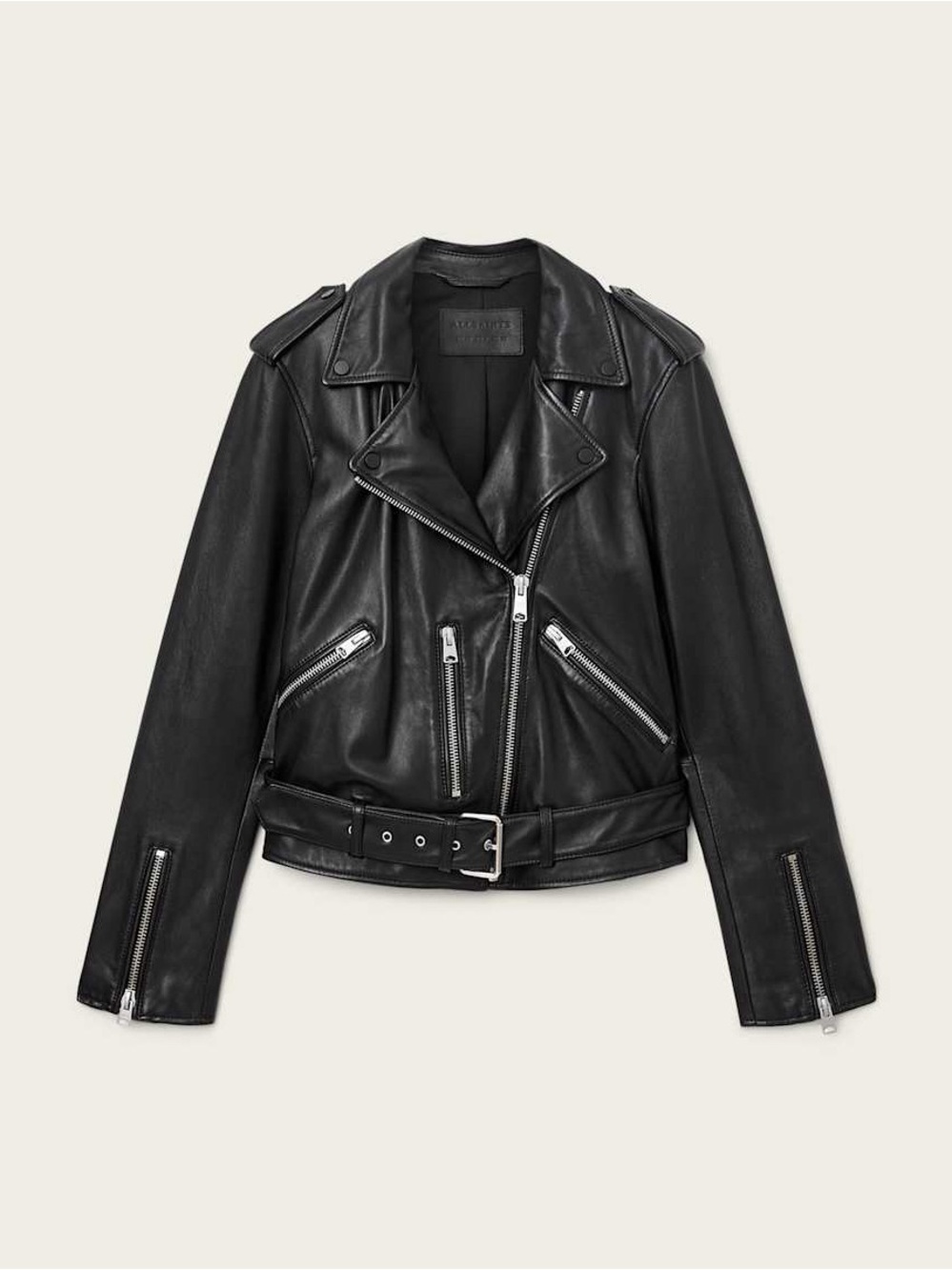 AllSaints Balfern Leather Biker Jacket - Black - Size 0